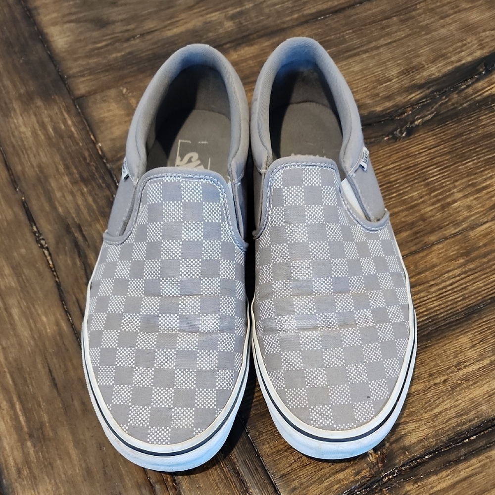 Vans Gray Checkered Slip-On Shoes